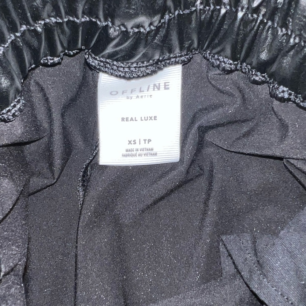 Offline By Aerie Real Luxe Black Faux Leather Chic Wide Leg Flare Pants Size XS - Picture 10 of 14